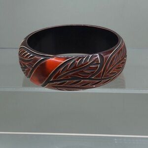 Resin carved textured bangle bracelet, stackable, layering, boho.